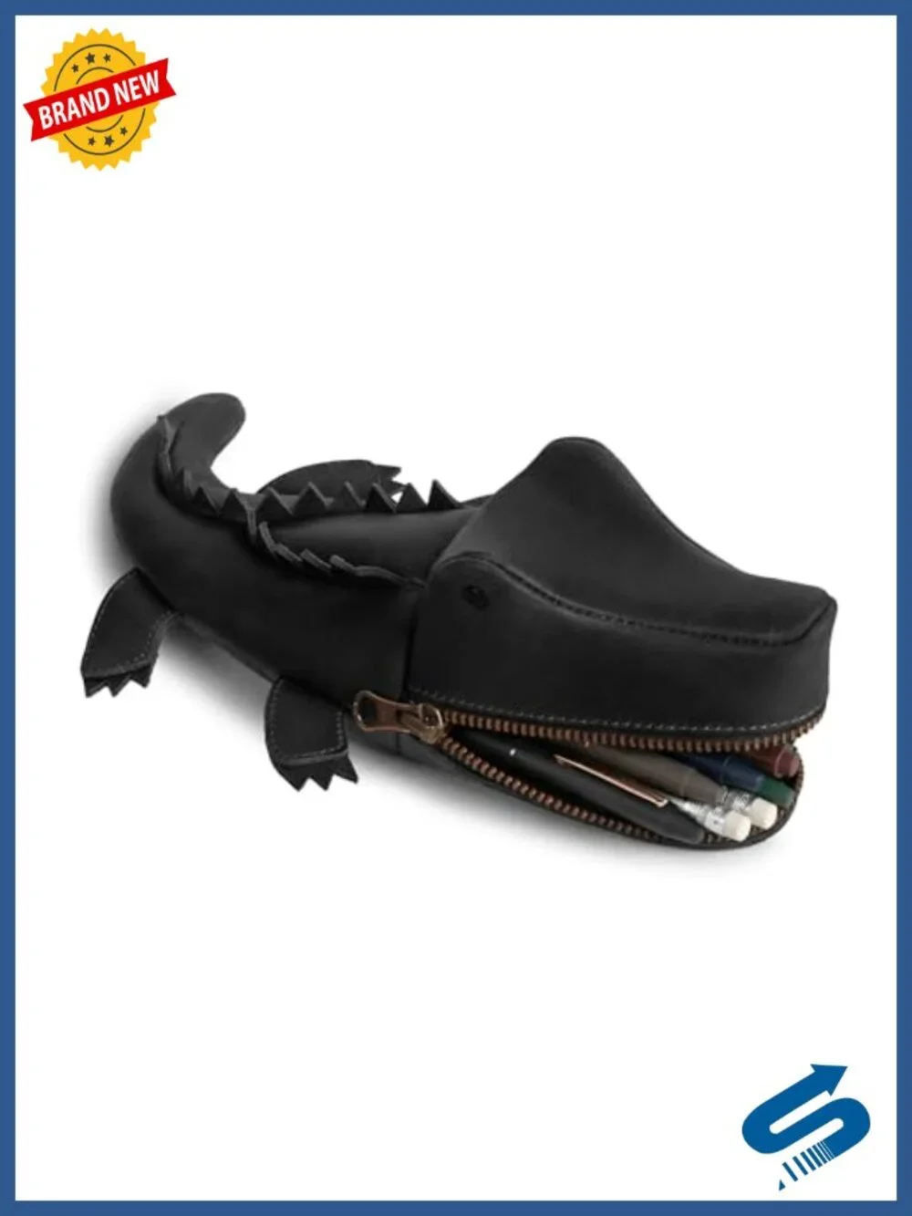 Crocodile-Shaped Leather Pencil Pouch Coin Purse Alligator Clutch
